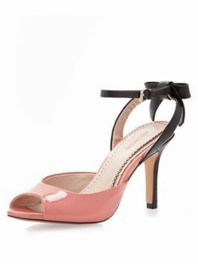 Pour La Victoire Ninette Coral Patent Leather Bow Heels 6.5